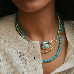Evil Eye Collar Necklace - Gold/Blue