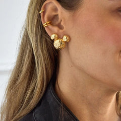 Disney Mickey Mouse Domed Earrings - Gold