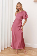 Classy Event Satin Maxi Dress Rose