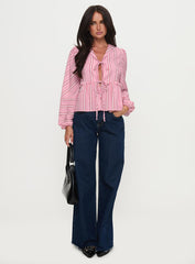 Cindylou Long Sleeve Top Pink Stripe