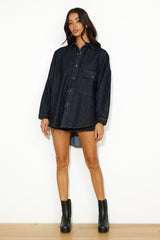 LIONESS NYC Boyfriend Shirt Dark Denim