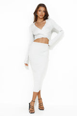 Heated Love Long Sleeve Crop Top Grey