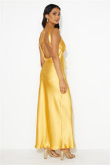 Designer 'Fit Cowl Neck Satin Maxi Dress Orange