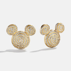 Disney Mickey Mouse Spiral Earrings - Gold/Pavé
