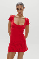 Eliza Knit Mini Dress - Cranberry