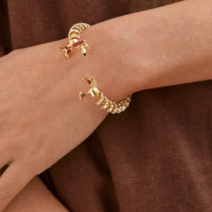 Disney Pixar Slinky Dog Open Cuff Bracelet - Gold/Pavé