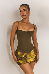 The Everly Lace Up Corset Top in Olive