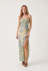 Megan | Strapless High Slit Maxi Dress