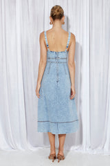 Search For New Denim Midi Dress Blue