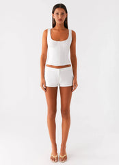 Coastline Cotton Micro Mini Shorts - White