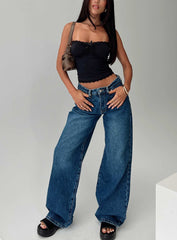 Duster Mid Rise Baggy Jeans Dark Wash