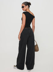 Ramos Low Rise Straight Leg Jeans Washed Black Petite