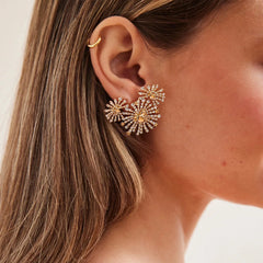 Disney Firework Stud Earrings - Gold/Pavé