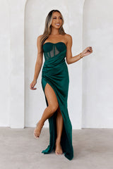 Opulent Obsession Strapless Maxi Dress Green