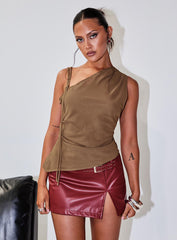 Smash Hit One Shoulder Top Brown