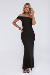Wild Whimsy One Shoulder Mesh Maxi Dress Black