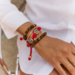 Eyes Open Evil Eye Paracord Bracelet - Red