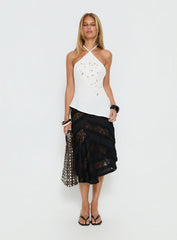 Bonanza Asymmetrical Halter Top White