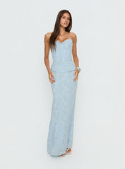 Love from Portofino Corset Maxi Dress Blue