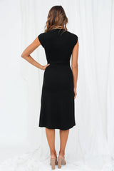 Message Me Back Knit Midi Dress Black
