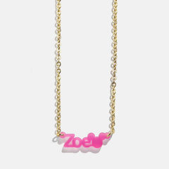 Disney Mickey Mouse Acrylic Custom Nameplate Necklace - Translucent Magenta