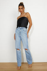 Fresh Style Satin Top Black