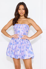 Flirty Energy Strapless Bubble Mini Dress Purple