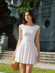 Chic Boat Neck Broderie Anglaise Dress
