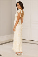 Golden Doll Mesh Maxi Dress Yellow