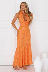Garden Gems Halter Maxi Dress Orange