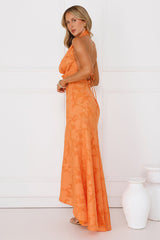 Garden Gems Halter Maxi Dress Orange