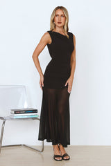 Honey Drizzle Mesh Maxi Dress Black