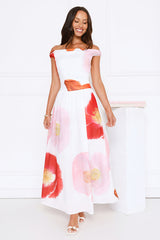 Petal To The Party Off Shoulder Maxi Dress White