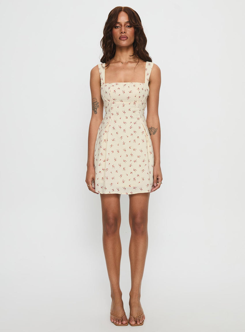 Xanthus Mini Dress Yellow Floral – Luna Molly