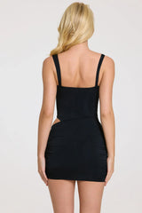 Square-Neck Mini Dress in Black