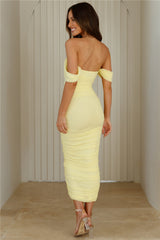 Fitted To Perfection Mesh Midi Dress Yellow