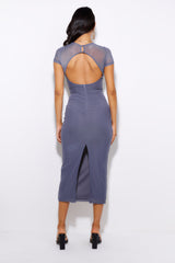 Bright To Dark Mesh Maxi Dress Grey