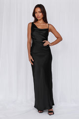    The Madeline Cowl Satin Maxi Dress Black