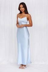 The Samara Satin Maxi Dress Blue