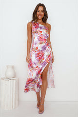 Ticket To Success One Shoulder Satin Maxi Dress Purple