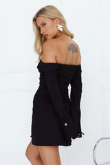 Debra Loves Off Shoulder Mini Dress Black