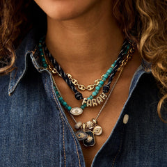 Evil Eye Charm Necklace - Lapis Evil Eye
