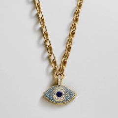 Eyes Out Necklace - Gold/Blue