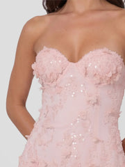 Floral Sequin & Bead Tulle Mini Dress